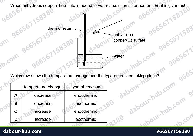 IGCSE Chemistry 5.1 Exothermic and endothermic reactions - Question 9