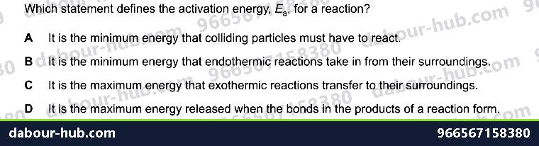 IGCSE Chemistry 5.2 Activation energy - Question 2