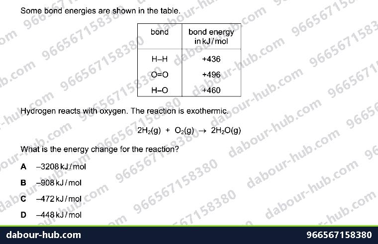 IGCSE Chemistry 5.3 Energy, bond energy and enthalpy change - Question 4