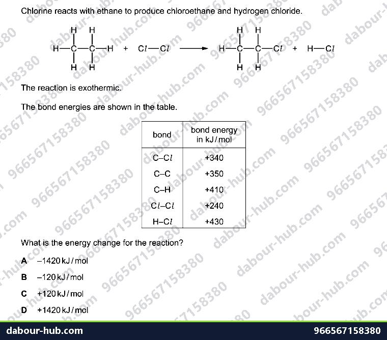 IGCSE Chemistry 5.3 Energy, bond energy and enthalpy change - Question 9