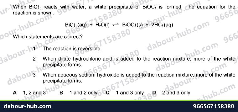 IGCSE Chemistry 6.3 Reversible reactions and equilibrium - Question 7
