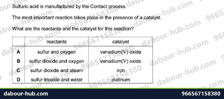 IGCSE Chemistry 6.7 Contact process - Question 2