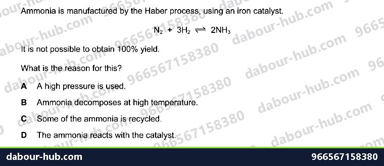IGCSE Chemistry 6.9 Haber process - Question 2