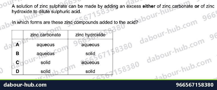 IGCSE Chemistry 7.3 Unit 7.3 - Question 2