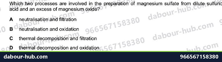 IGCSE Chemistry 7.3 Unit 7.3 - Question 4