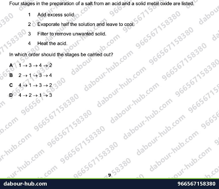 IGCSE Chemistry 7.3 Unit 7.3 - Question 5