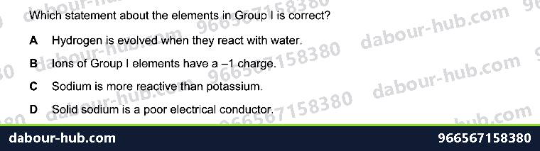 IGCSE Chemistry 8.2 GROUP I PROPERTIES - Question 2