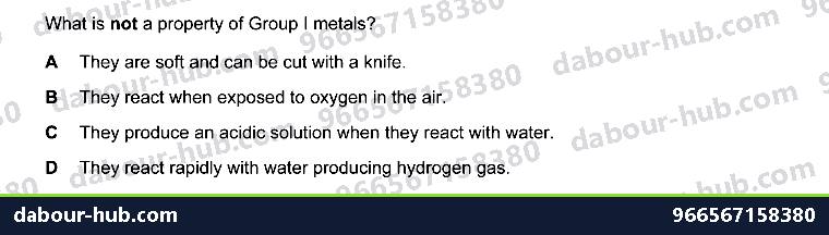IGCSE Chemistry 8.2 GROUP I PROPERTIES - Question 3