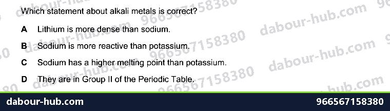 IGCSE Chemistry 8.2 GROUP I PROPERTIES - Question 4