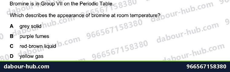 IGCSE Chemistry 8.3 GROUP VII PROPERTIES - Question 1