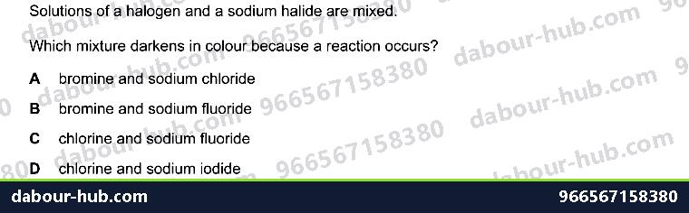 IGCSE Chemistry 8.3 GROUP VII PROPERTIES - Question 4