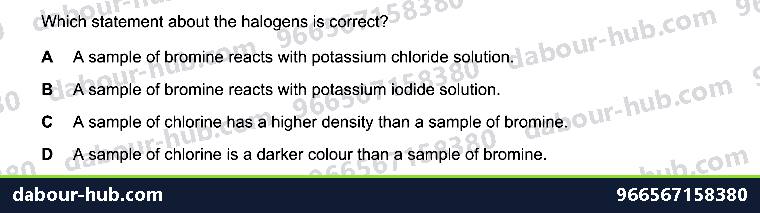 IGCSE Chemistry 8.3 GROUP VII PROPERTIES - Question 5