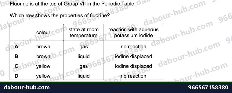 IGCSE Chemistry 8.3 GROUP VII PROPERTIES - Question 8
