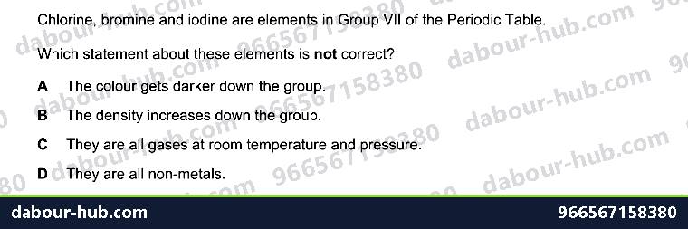 IGCSE Chemistry 8.3 GROUP VII PROPERTIES - Question 9