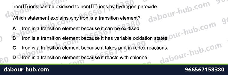 IGCSE Chemistry 8.4 TRANSITION ELEMENTS - Question 7