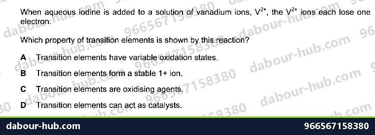 IGCSE Chemistry 8.4 TRANSITION ELEMENTS - Question 8