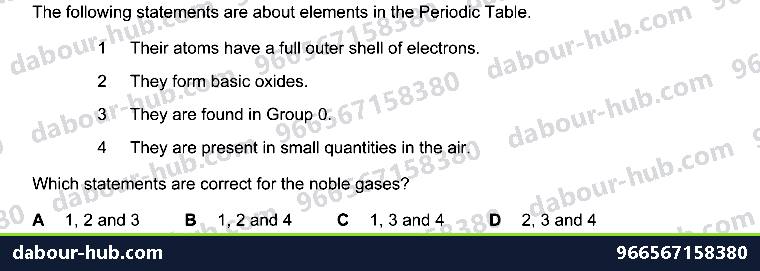 IGCSE Chemistry 8.5 NOBLE GASES - Question 10