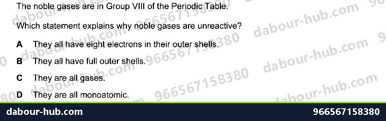 IGCSE Chemistry 8.5 NOBLE GASES - Question 6