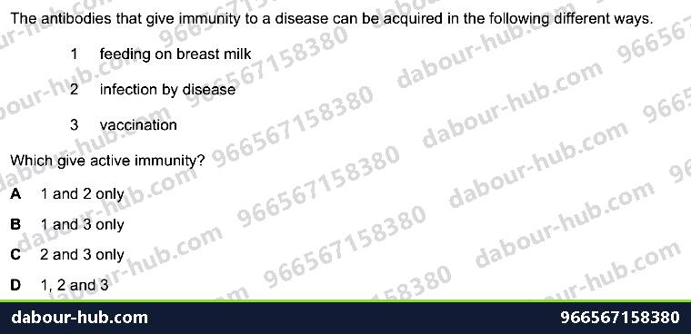 IGCSE Biology 10.2 Immunity And Vaccination - Question 1