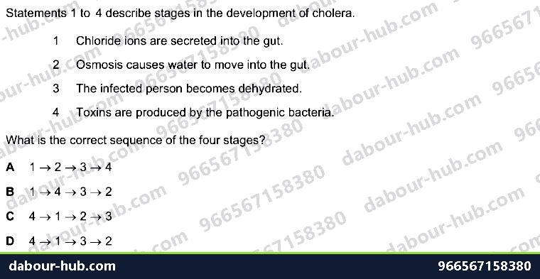 IGCSE Biology 10.3 Cholera Disease - Question 12