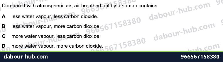 IGCSE Biology 11.2 inspired and expired air - Question 1