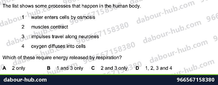 IGCSE Biology 12.1 Respiration - Question 10