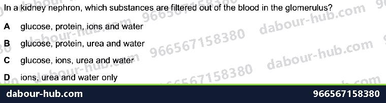 IGCSE Biology 13.3 Glomerulus, Nephrone - Question 15