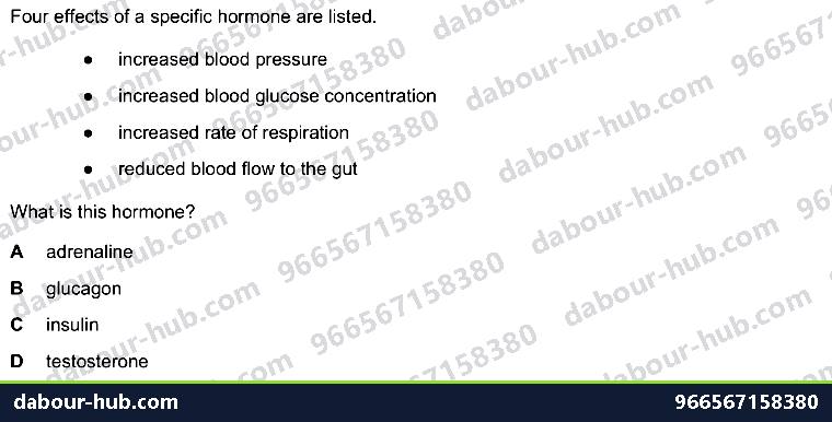 IGCSE Biology 14.5 Hormones - Question 12