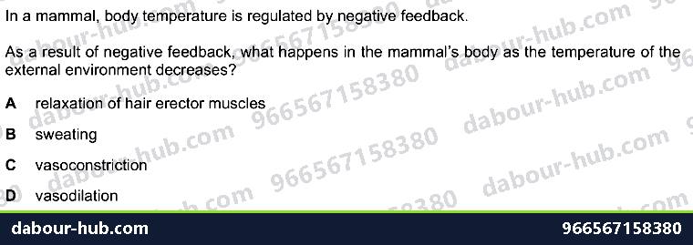 IGCSE Biology 14.6 Homeostasis - Question 4