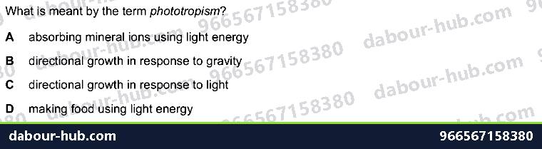 IGCSE Biology 14.7 Tropic responses - Question 3