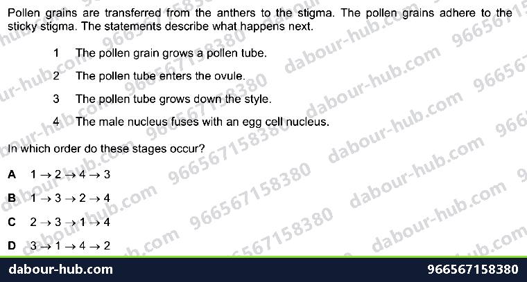 IGCSE Biology 16.3 Sexual reproduction in plants - Question 12