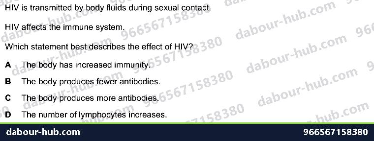 IGCSE Biology 16.6 Sexually transmitted DISEASES - Question 4