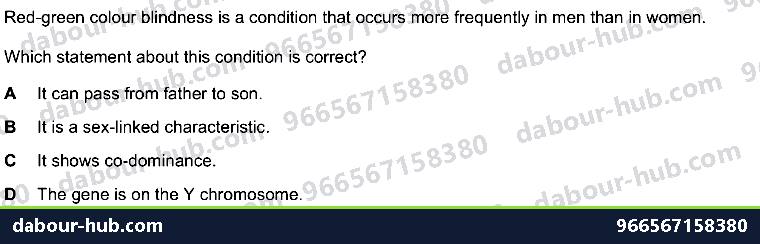 IGCSE Biology 17.5.2 Sex Linked And Colour Blindess - Question 4