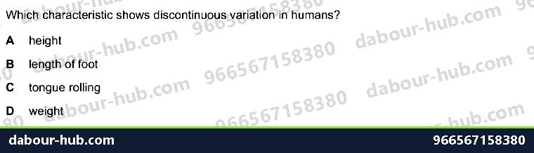 IGCSE Biology 18.1 Continuous and discontinuous variation - Question 1