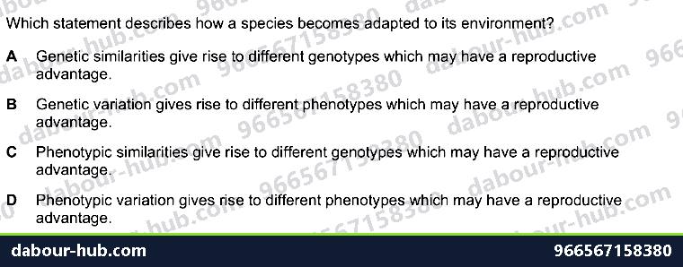 IGCSE Biology 18.3 Adaptive features - Question 13