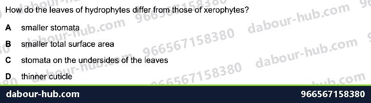 IGCSE Biology 18.3 Adaptive features - Question 5