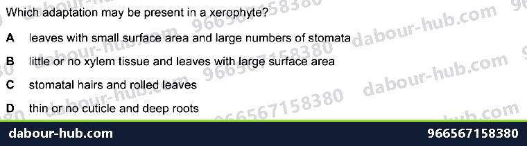 IGCSE Biology 18.3 Adaptive features - Question 8