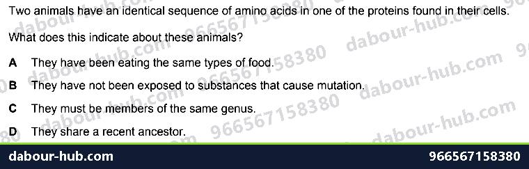 IGCSE Biology 1.3 Dna in Classification - Question 3
