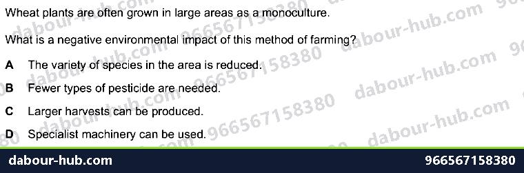IGCSE Biology 20.1 Food supply - Question 8