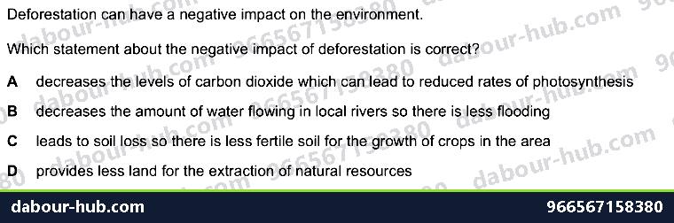 IGCSE Biology 20.2 Habitat destruction - Question 3