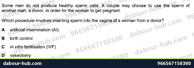 IGCSE Biology 20.5 Artificial insemination - Question 1