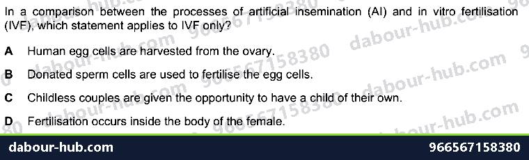 IGCSE Biology 20.5 Artificial insemination - Question 4