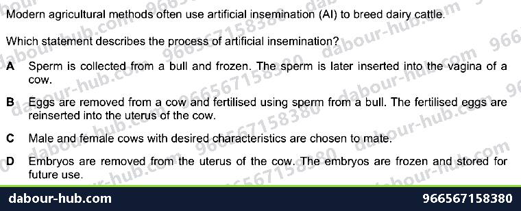 IGCSE Biology 20.5 Artificial insemination - Question 5