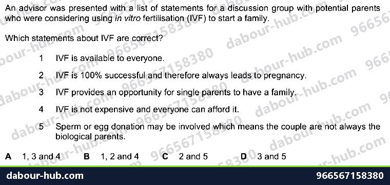 IGCSE Biology 20.5 Artificial insemination - Question 6