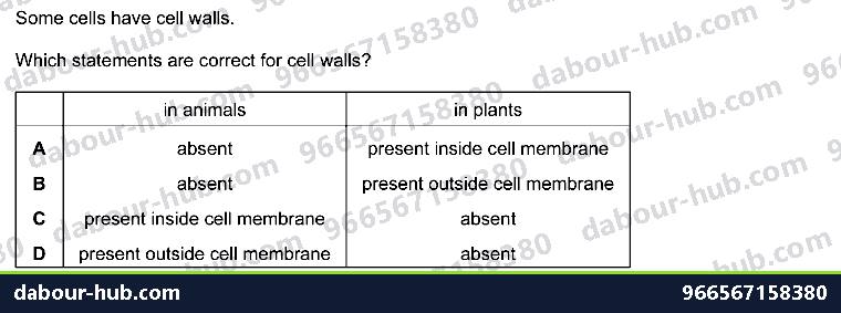 IGCSE Biology 2.1 Animal and Plant Cells - Question 15