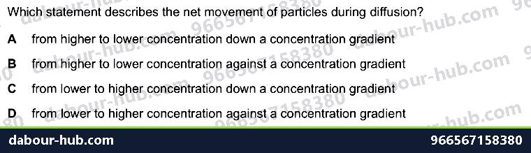 IGCSE Biology 3.1 Diffusion - Question 16