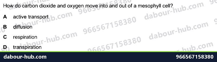 IGCSE Biology 3.1 Diffusion - Question 9