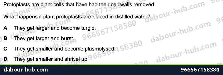 IGCSE Biology 3.2 Osmosis - Question 9