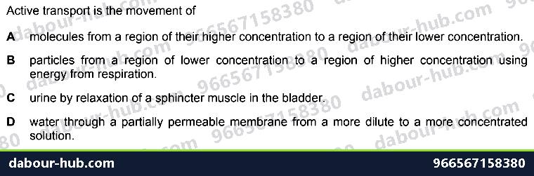 IGCSE Biology 3.3 Active Transport - Question 2