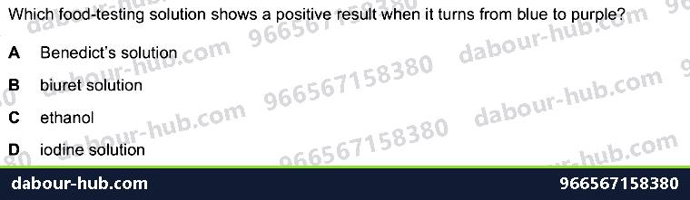 IGCSE Biology 4.3 Food Test - Question 10